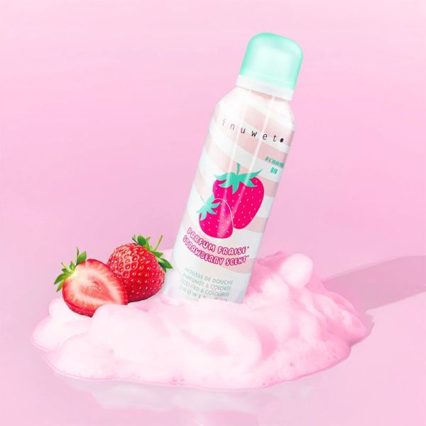 Inuwet Mousse de Douche Fraise 200ml – Mousse de douche chantilly hydratante et apaisante