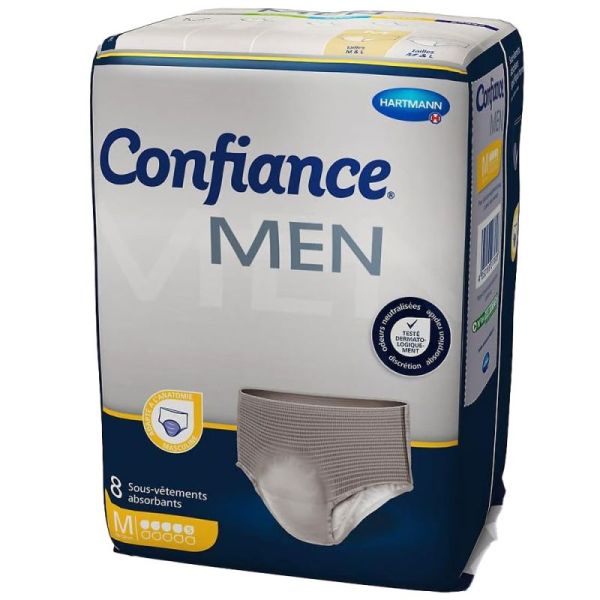 Confiance Men Pants 5 Gouttes Taille M - 8 protections - Slip absorbant masculin discret