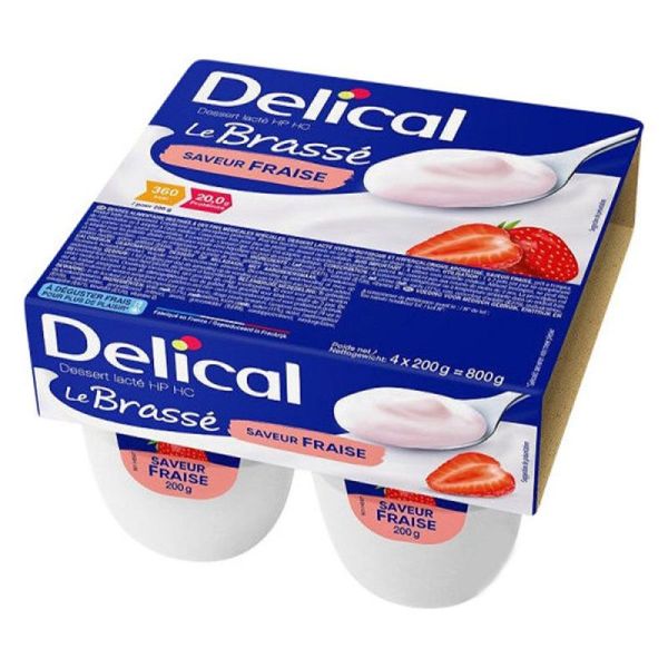 Delical Dessert Lacté HP/HC Le Brassé Fraise - 4 x 200g