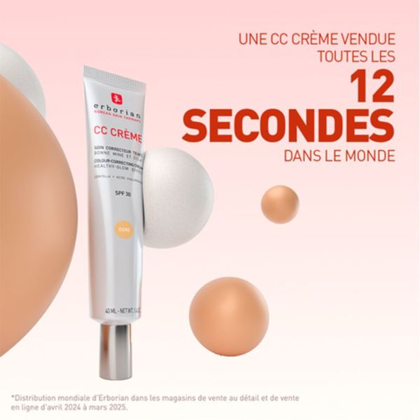 Erborian CC Crème à la Centella SPF30 40ml Teinte Doré – Soin correcteur teinté illuminateur