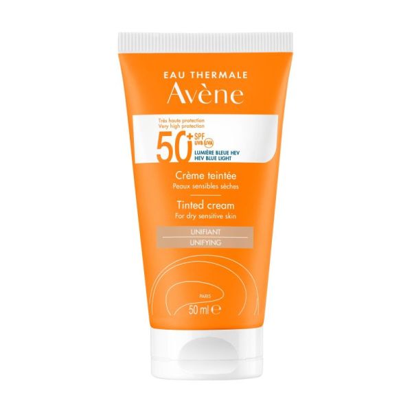Avène Crème Solaire SPF 50+ - 50ml - Crème Teintée - Protège et unifie les peaux sèches et sensibles