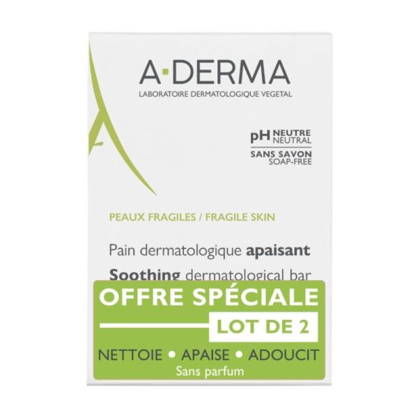 A-Derma Les Indispensables Pain Dermatologique Apaisant - 2 x 100g