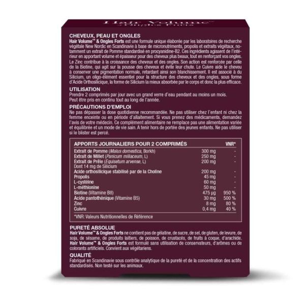 New Nordic Hair Volume Ongles Forts 60 comprimés - Volume des cheveux et force des ongles