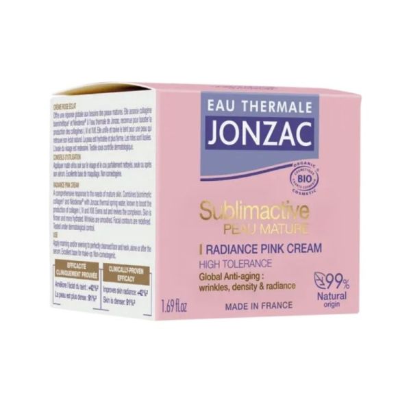 Jonzac Crème rose éclat bio Pot 50 ml - Eclat du teint et fermeté des peaux matures