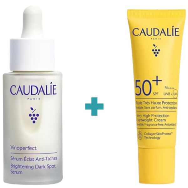 Caudalie Vinoperfect Duo Anti-Taches de l'Été – Sérum 30ml et crème solaire SPF50 OFFERTE