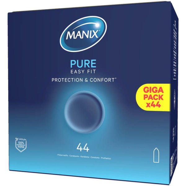 Manix Pure Easy Fit Préservatifs Protection et Confort - 44 préservatifs - Confort optimal