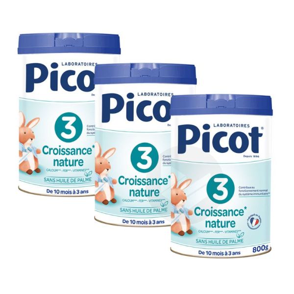 Picot Croissance Nature Lait 3ᵉ âge - 3 Pots de 800g