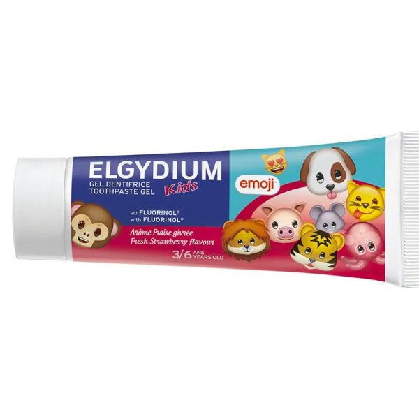 Elgydium Junior Dentifrice au Fluorinol Emoji - Saveur Fraise Givrée - 3/6 Ans - 50ml