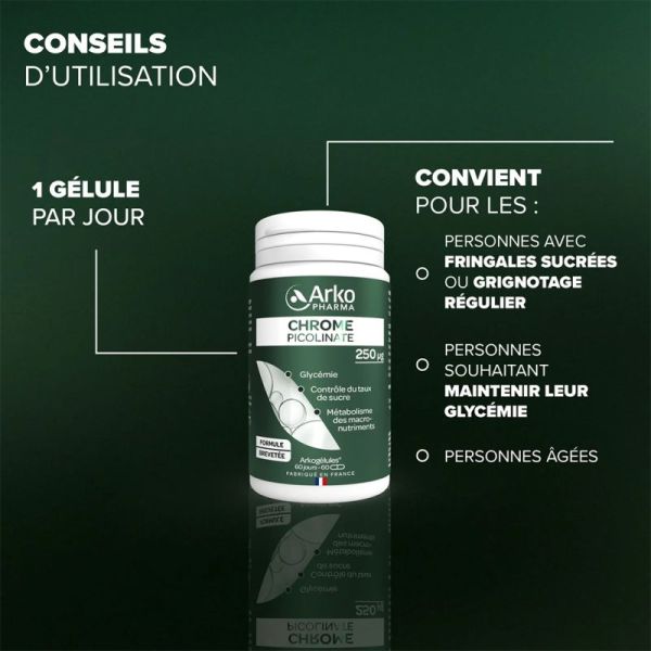 Arkopharma Arkogelules Chrome Picolinate 60 Gélules – Glycémie normale et sucre
