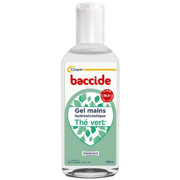 Baccide Gel Hydroalcoolique Mains Thé Vert - 100ml - Désinfection rapide, parfum frais