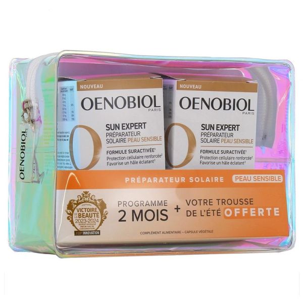 Oenobiol Sun Expert Préparateur Solaire Peau Sensible - 2 x 30 Capsules + Trousse Offerte