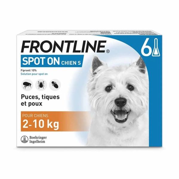 Frontline Spot-On Antiparasitaire Chien S de 2 à 10 kg - 6 Pipettes