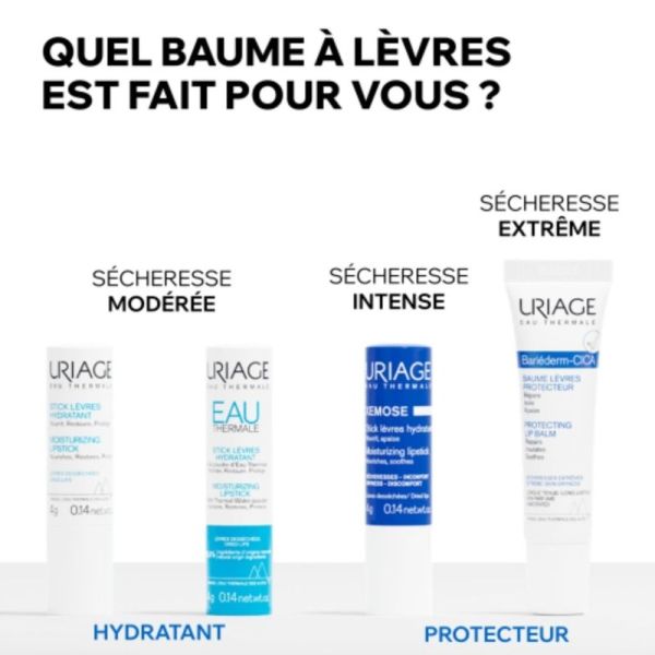 Uriage Stick Lèvres Hydratant Lot de 2x4g - Nourrit, répare et protège les lèvres sèches