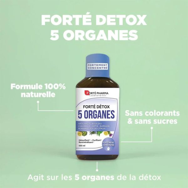 Forté Pharma Forté Détox 5 Organes - 500 ml - Détoxifie, purifie et reminéralise l’organisme