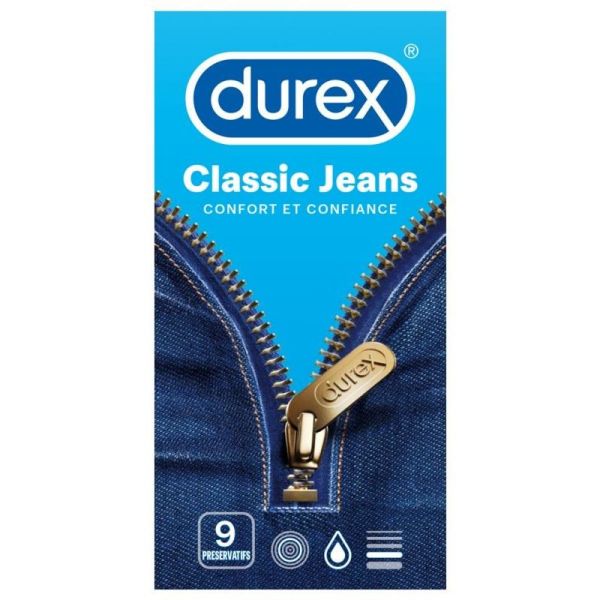 Durex Classic Jeans Préservatifs Lubrifiés x9