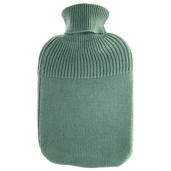 Soframar Fashy Bouillotte à Eau Tricot Déhoussable - 2 L - Couleur : Vert - Réchauffante, apaisante et sûre