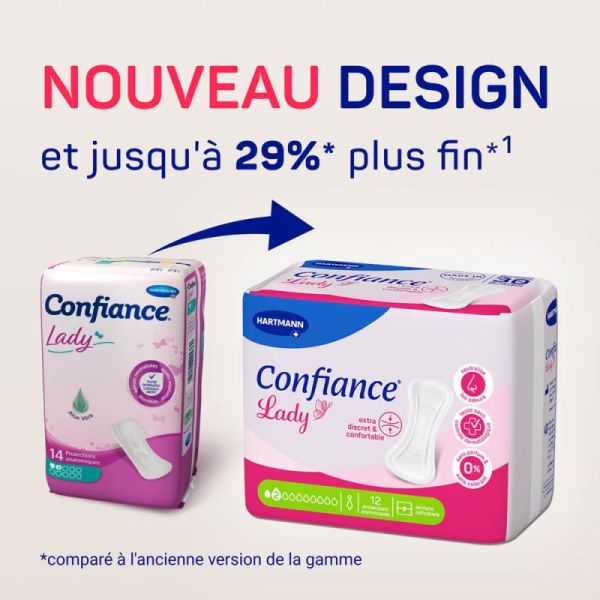 Confiance Lady Pads 2 Gouttes - 12 protections - Protège-slips féminins ultra-discrets