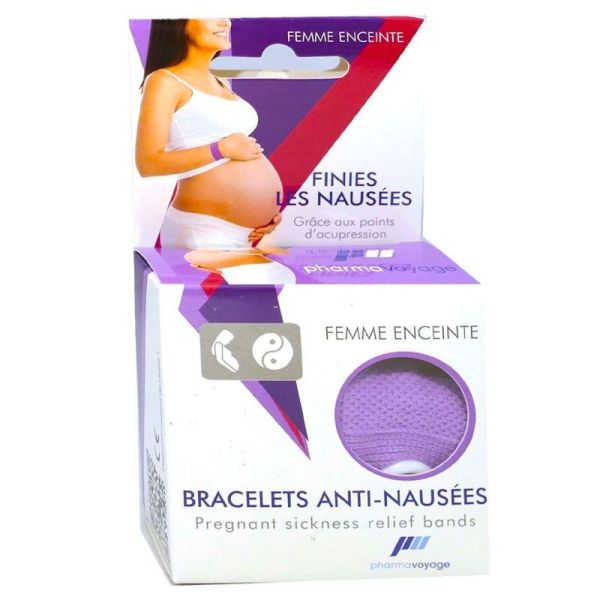 Pharmavoyage Bracelet Anti-Nausées Femme Enceinte - Fonctionne avec l'Acupression - Violet - 2 bracelets