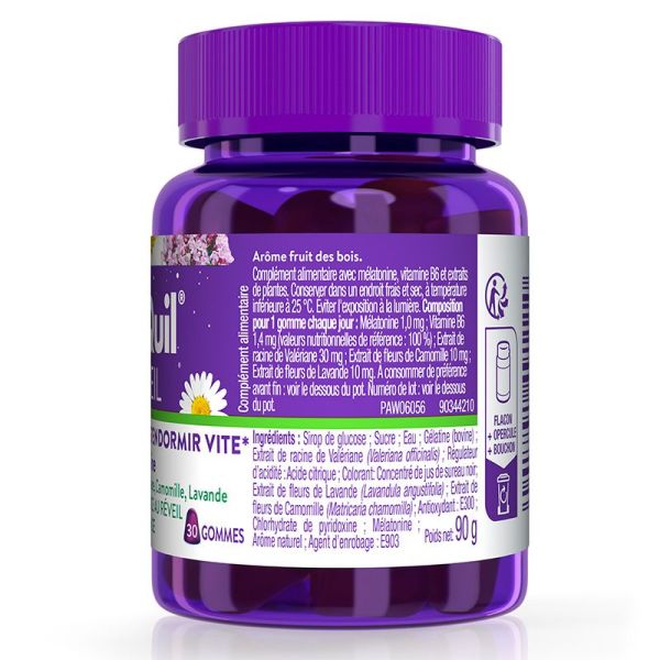 ZzzQuil 30 Gummies Arôme Fruits des Bois - Complément alimentaire pour le sommeil, aide à s'endormir vite