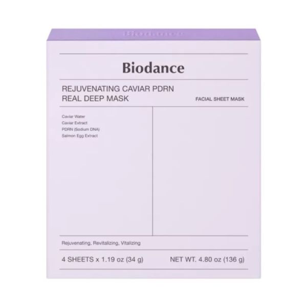 Biodance Rejuvenating Caviar PDRN Real Deep Mask 4 unités - Masque hydrogel anti-âge global et revitalisant