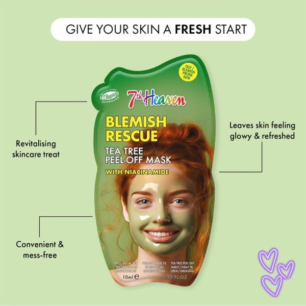 7th Heaven Masque Peel-off à l'Arbre à Thé et Niacinamide 1 Masque – Anti-imperfections et régulateur de sébum