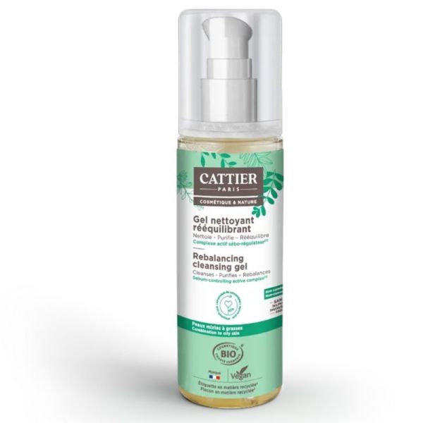 Cattier Gel Nettoyant Rééquilibrant 200ml – Peaux mixtes à grasses