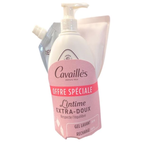 Cavaillès L'intime Extra-Doux Soin Lavant Intime Extra-Doux - 250ml + Éco-recharge 500ml