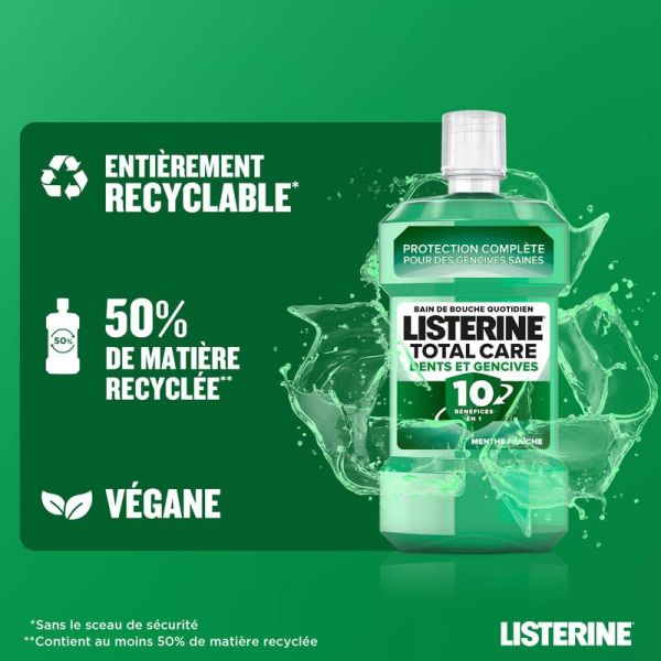 Listerine Bain de Bouche Total Care Dents et Gencives 500 ml - Menthe fraîche