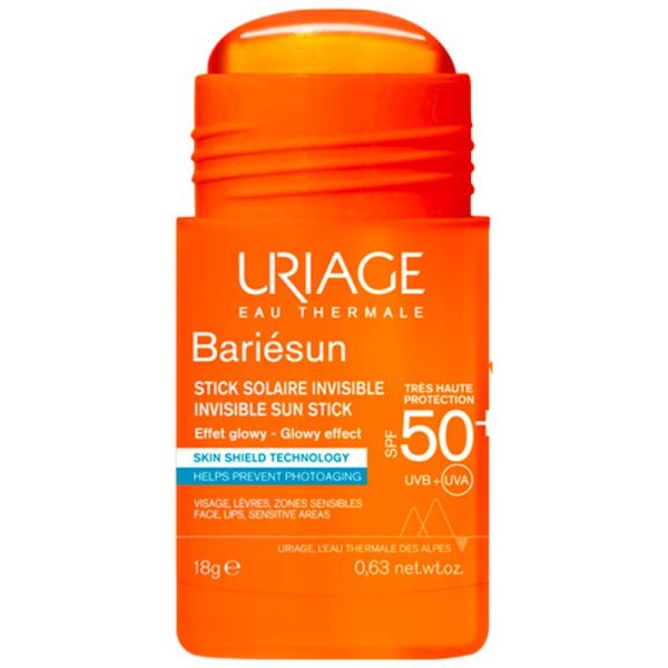 Uriage Bariésun Stick Solaire Invisible SPF50+ - 18g - Protection ciblée invisible au fini glowy