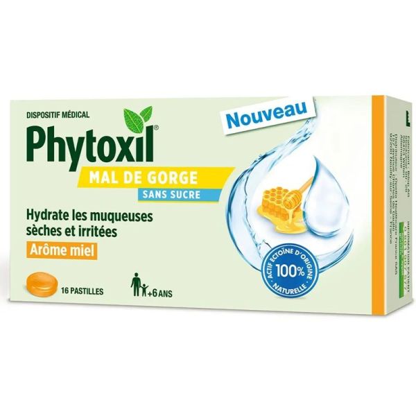 Phytoxil Pastilles Mal de Gorge Miel Sans Sucre - 16 Pastilles