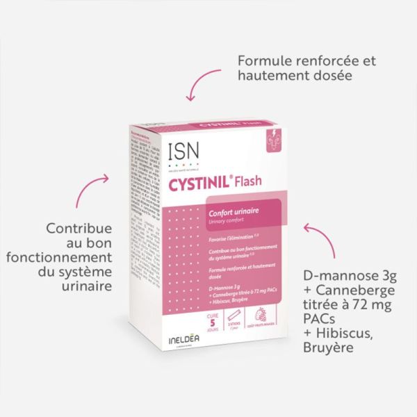 Ineldea Cystinil Flash - 10 sticks - Soulage rapidement les inconforts urinaires et favorise l’élimination