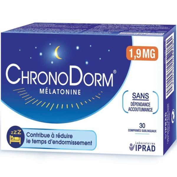 Iprad ChronoDorm Mélatonine 1,9mg 30 Comprimés Sublinguaux – Endormissement rapide