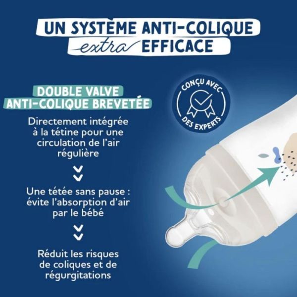 Dodie Biberon Tétine Perforée Anti-Colique 270ml Débit Moyen – Tétée naturelle et confort