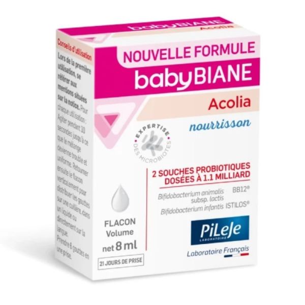 Pileje Babybiane Acolia  8ml – soutien du microbiote du nourrisson - 21 jours de prise
