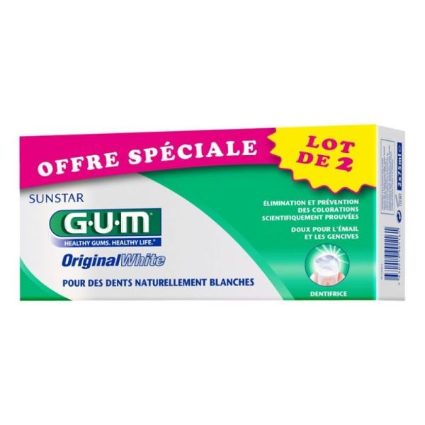 GUM Original White Dentifrice - Lot de 2 x 75 ml
