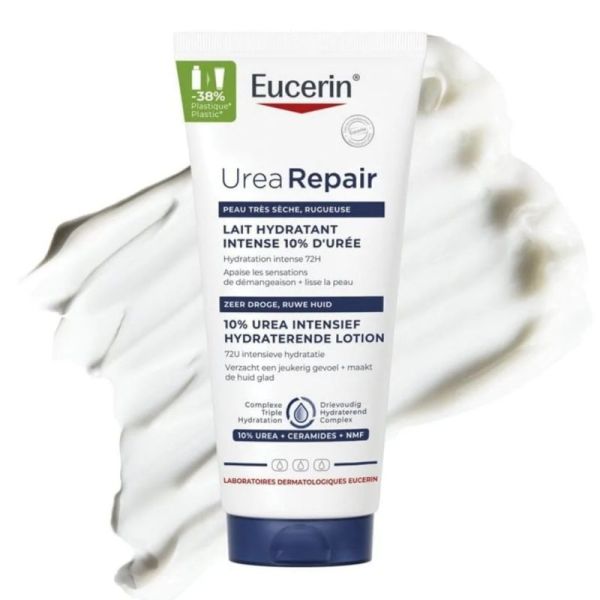 Eucerin UreaRepair Lait Hydratant Intense 10% d'Urée 200 ml - Hydratation intense 72h et soulagement des démangeaisons