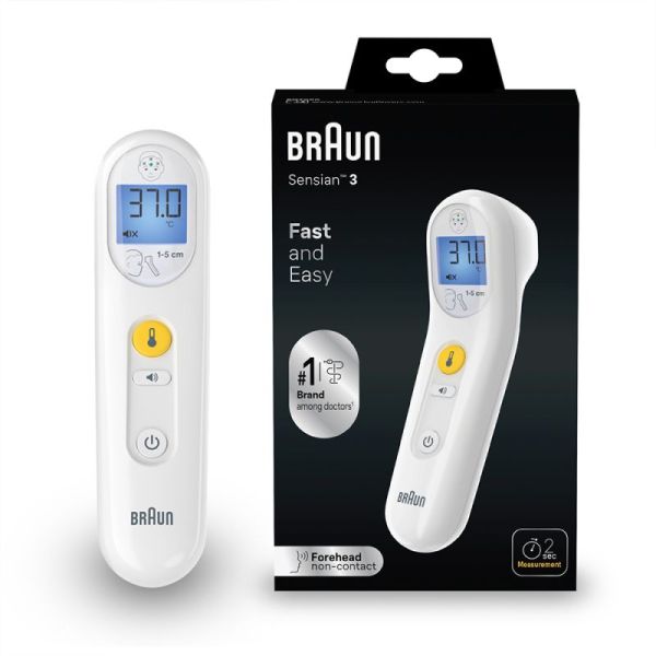 Braun Sensian 3 Thermomètre Frontal - 1 unité - Sans contact, rapide et hygiénique