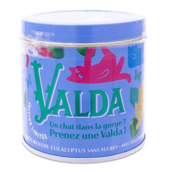 Valda Édition Limitée Gommes Sans Sucre "Chat dans la Gorge" Menthe Eucalyptus - 160g