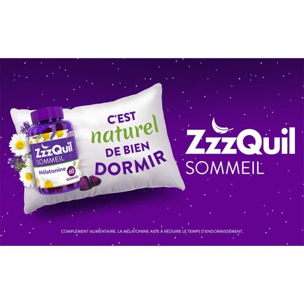 ZzzQuil 60 Gummies Arôme Fruits des Bois - Complément alimentaire pour le sommeil, aide à s'endormir vite