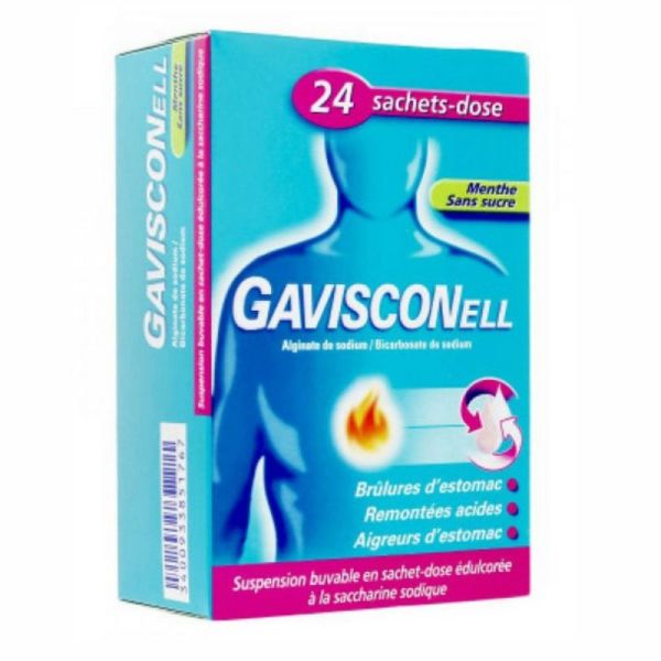 Gavisconell menthe sans sucre suspension buvable 24 sachets