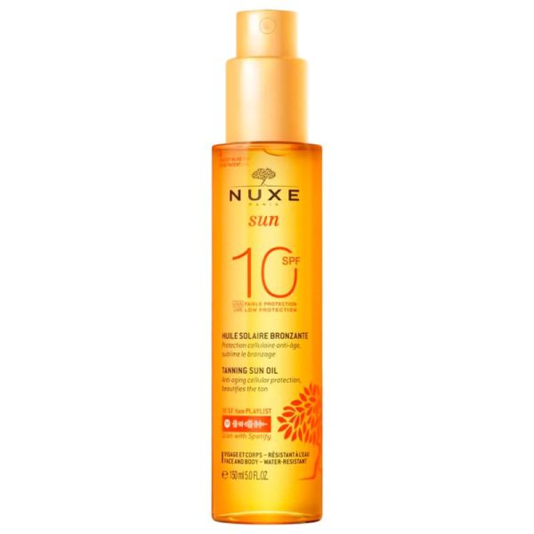 Nuxe Sun Huile Solaire Bronzante Visage et Corps SPF10 - 150 ml - Sublime le bronzage et protège
