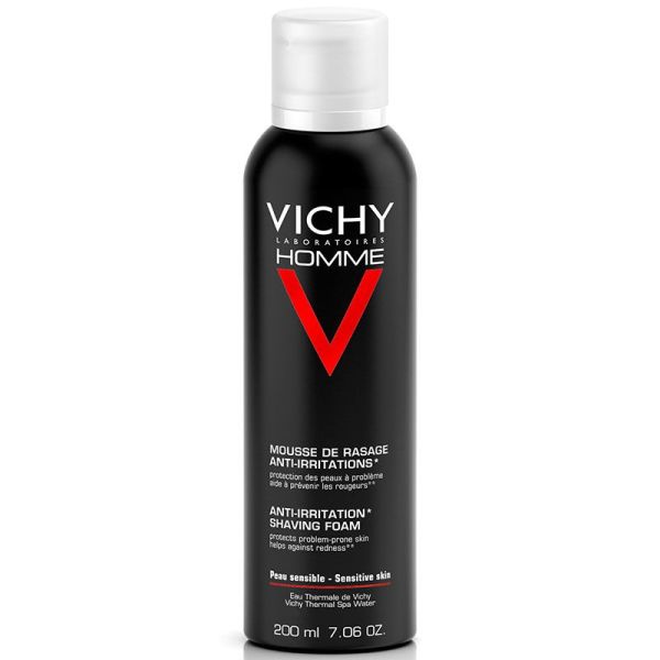 Vichy Homme Sensi-Shave Mousse de Rasage Anti-Irritations - 200 ml - Peaux Sensibles et Réactives