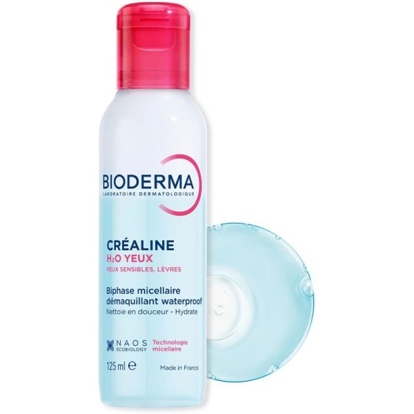 Bioderma Créaline H2O Yeux Sensibles & Lèvres Biphase Micellaire 125 ml – Démaquillant haute tolérance waterproof