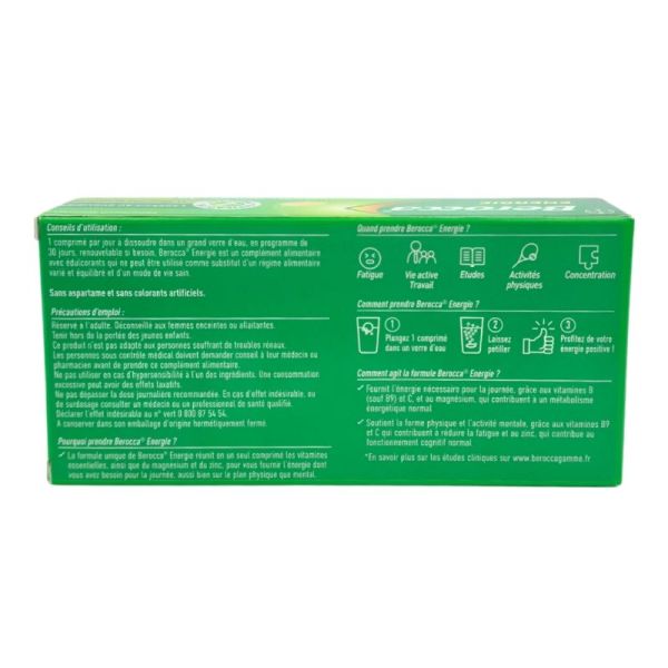 Bayer Berocca Énergie 30 comprimés effervescents Goût Ananas - Citron - Energie au quotidien pour soutenir la forme physique et l'activité mentale