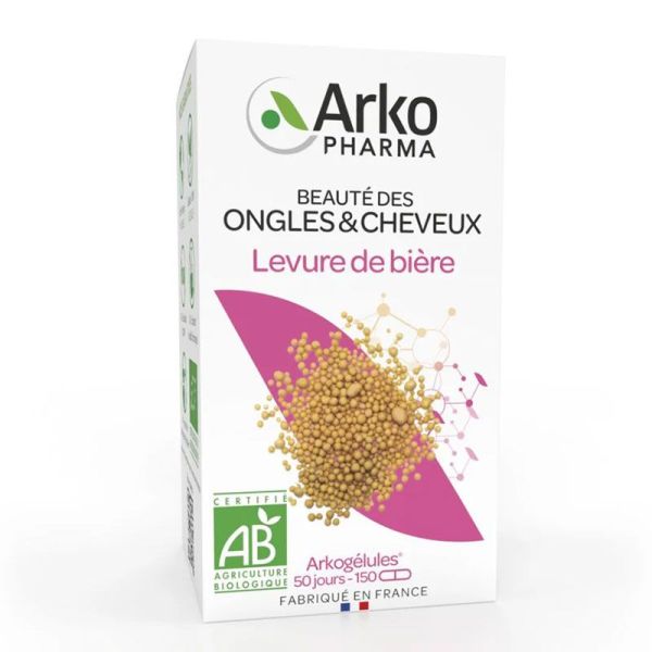Arkopharma Arkogélules Levure de Bière Bio - 150 Gélules - Beauté des cheveux & des ongles