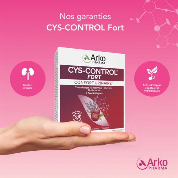 Arkopharma Cys-Control Fort Microbiotiques 10 sachets + 5 sticks à diluer - Confort urinaire