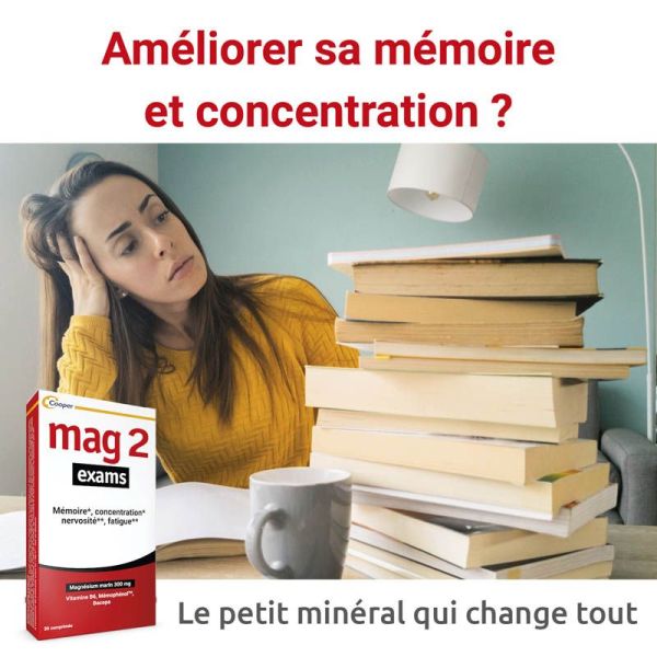 Mag2 Exam - 30 Comprimés - Amélioration mémoire, concentration, et réduction de la nervosité