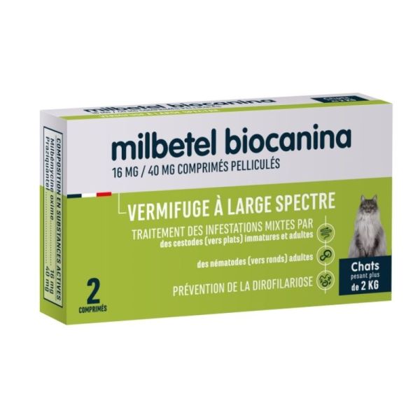 Biocanina Milbetel Vermifuge Chats de 2 à 12 kg - 2 comprimés
