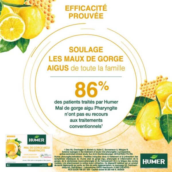 20 pastilles mal de gorge aigu pharyngite miel citron