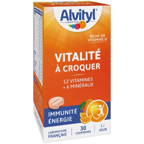 Alvityl Vitalité À Croquer - Goût Orange - Soutien l'Énergie et le Vitalité - 30 Comprimés